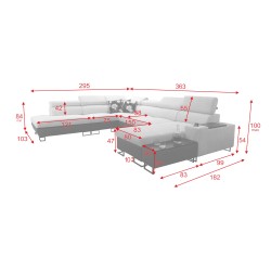 Narożnik w kształcie U Prestige X z funkcją spania i portem usb tkanina Freya 210.02 + Tauro 8202 Narożnik w kształcie U Prestige X z funkcją spania i portem usb tkanina Freya 210.02 + Tauro 8202