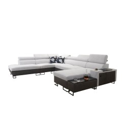 Narożnik w kształcie U Prestige X z funkcją spania i portem usb tkanina Freya 210.11 + Tauro 8207 Narożnik w kształcie U Prestige X z funkcją spania i portem usb tkanina Freya 210.11 + Tauro 8207