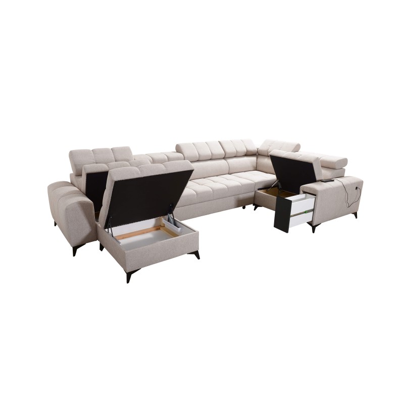 Sofá esquinero en forma de U Venna IV Maxi con función para dormir y puerto USB - Elegancia y Comodidad en tu Sala de Estar. Sofá esquinero en forma de U Venna IV Maxi con función para dormir y puerto USB - Elegancia y Comodidad en tu Sala de Estar.