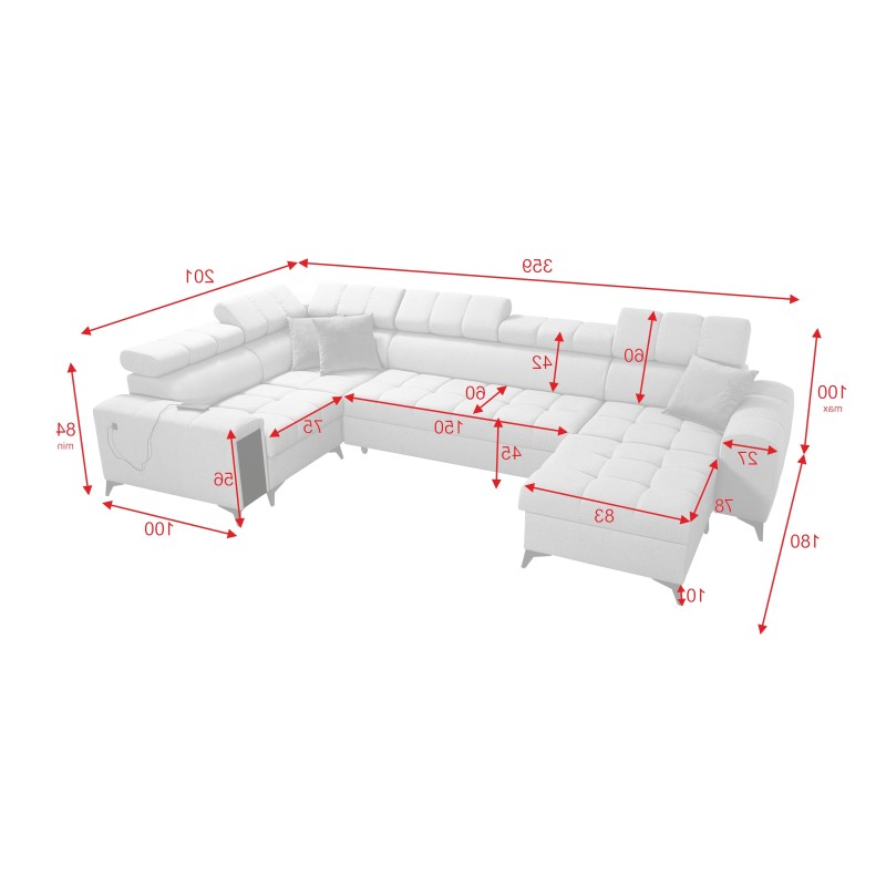 Sofá esquinero en forma de U Venna IV Maxi con función para dormir y puerto USB - Elegancia y Comodidad en tu Sala de Estar. Sofá esquinero en forma de U Venna IV Maxi con función para dormir y puerto USB - Elegancia y Comodidad en tu Sala de Estar.