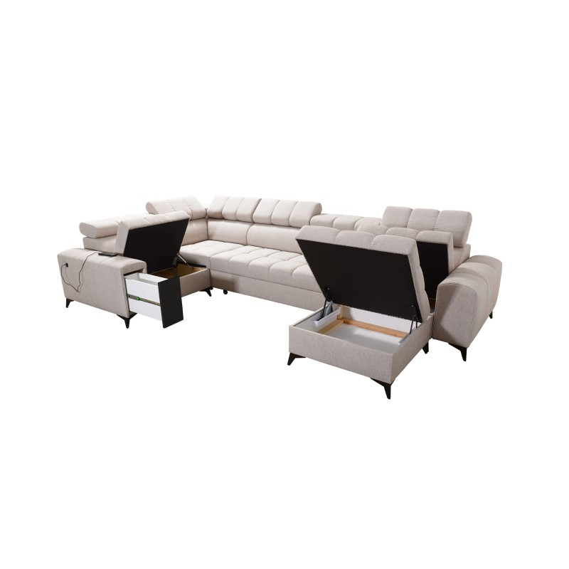 Sofá esquinero en forma de U Venna IV Maxi con función para dormir y puerto USB - Elegancia y Comodidad en tu Sala de Estar. Sofá esquinero en forma de U Venna IV Maxi con función para dormir y puerto USB - Elegancia y Comodidad en tu Sala de Estar.