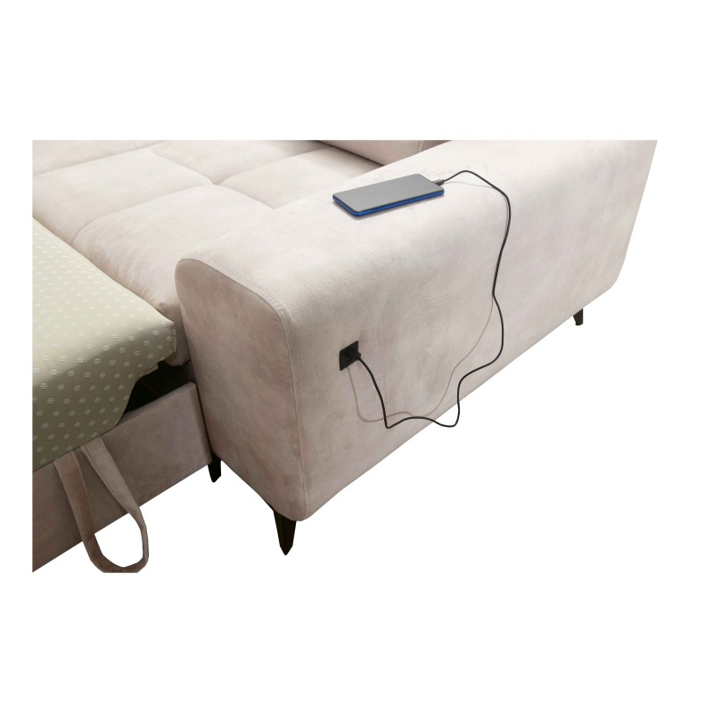 Narożnik w kształcie U Ascot IV z funkcją spania, portem usb i regulowane zagłówki tkanina Wave 15 Narożnik w kształcie U Ascot IV z funkcją spania, portem usb i regulowane zagłówki tkanina Wave 15