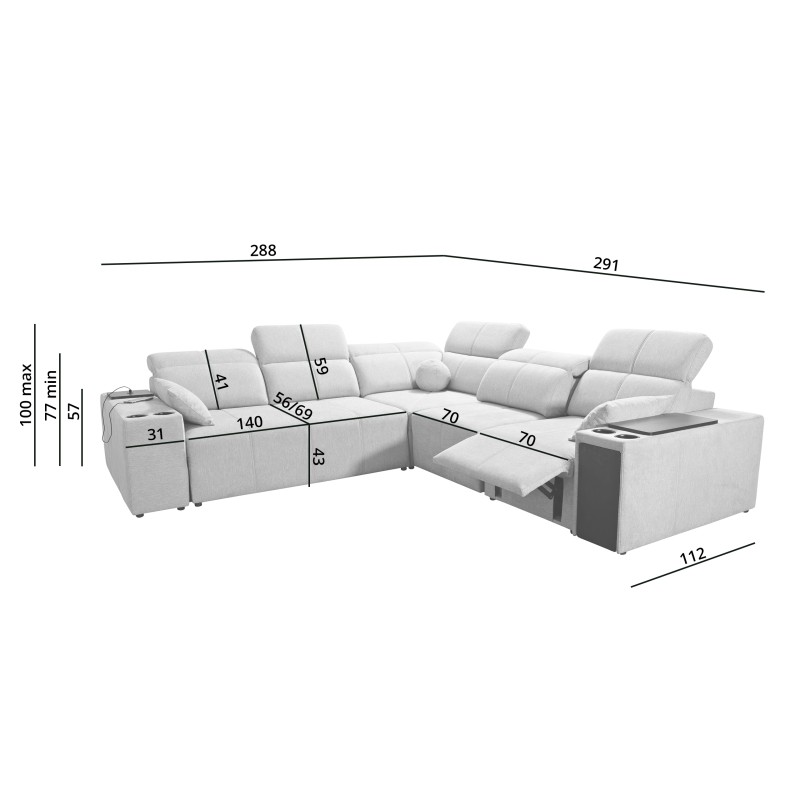 Milano III Mix Corner Sofa with Sleeping Function (Woven Fabric, Verita 28) | Your Living Room Full of Comfort Milano III Mix Corner Sofa with Sleeping Function (Woven Fabric, Verita 28) | Your Living Room Full of Comfort