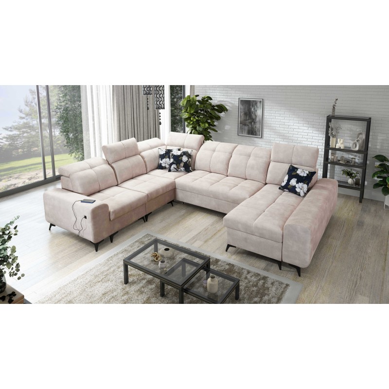 U-shaped corner sofa Ascot VIII with a sleeping function | Velvet fabric, Wave 2 U-shaped corner sofa Ascot VIII with a sleeping function | Velvet fabric, Wave 2