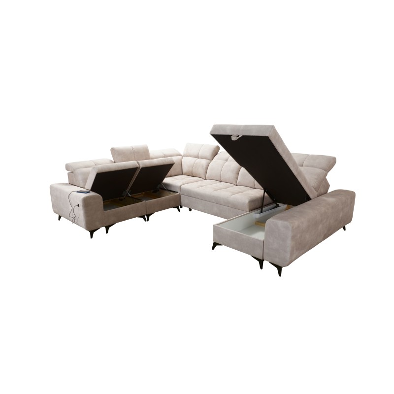 U-shaped corner sofa Ascot VIII with a sleeping function | Velvet fabric, Wave 2 U-shaped corner sofa Ascot VIII with a sleeping function | Velvet fabric, Wave 2
