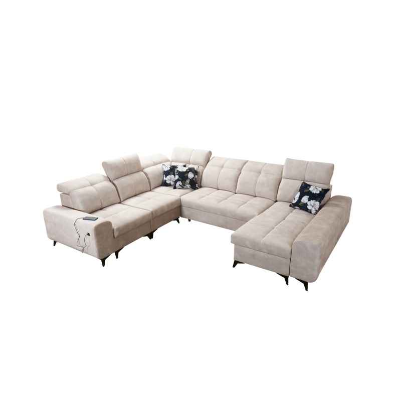 U-shaped corner sofa Ascot VIII with a sleeping function | Velvet fabric, Wave 2 U-shaped corner sofa Ascot VIII with a sleeping function | Velvet fabric, Wave 2