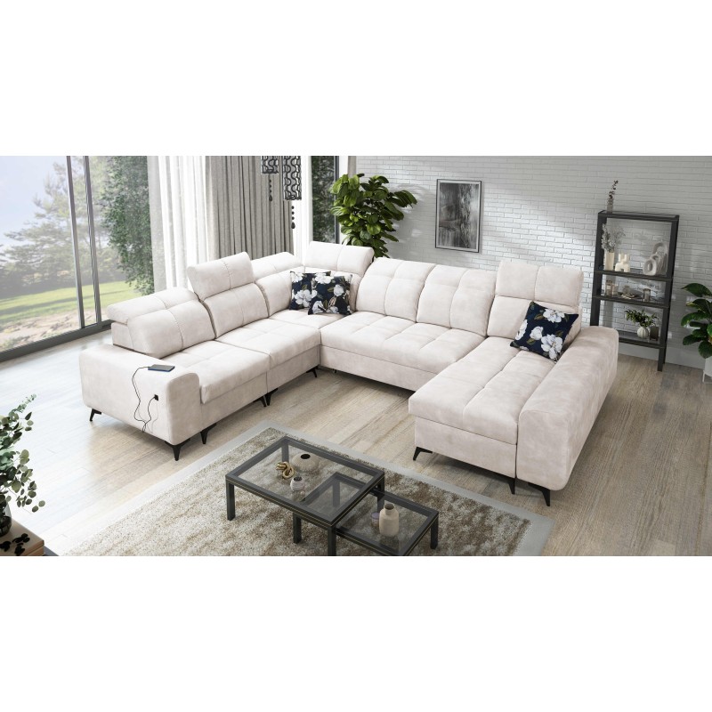 U-shaped corner sofa Ascot VIII with sleeping function | Velvet fabric, Wave 1 U-shaped corner sofa Ascot VIII with sleeping function | Velvet fabric, Wave 1