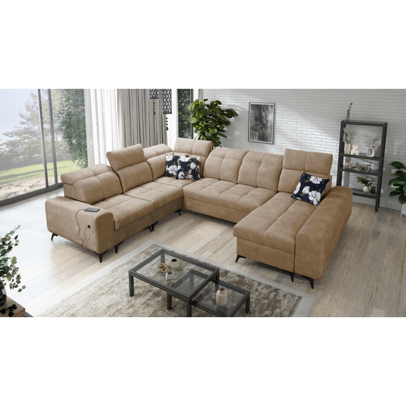 U-shaped corner sofa Ascot VIII with a sleeping function | Velvet fabric, Wave 4 U-shaped corner sofa Ascot VIII with a sleeping function | Velvet fabric, Wave 4