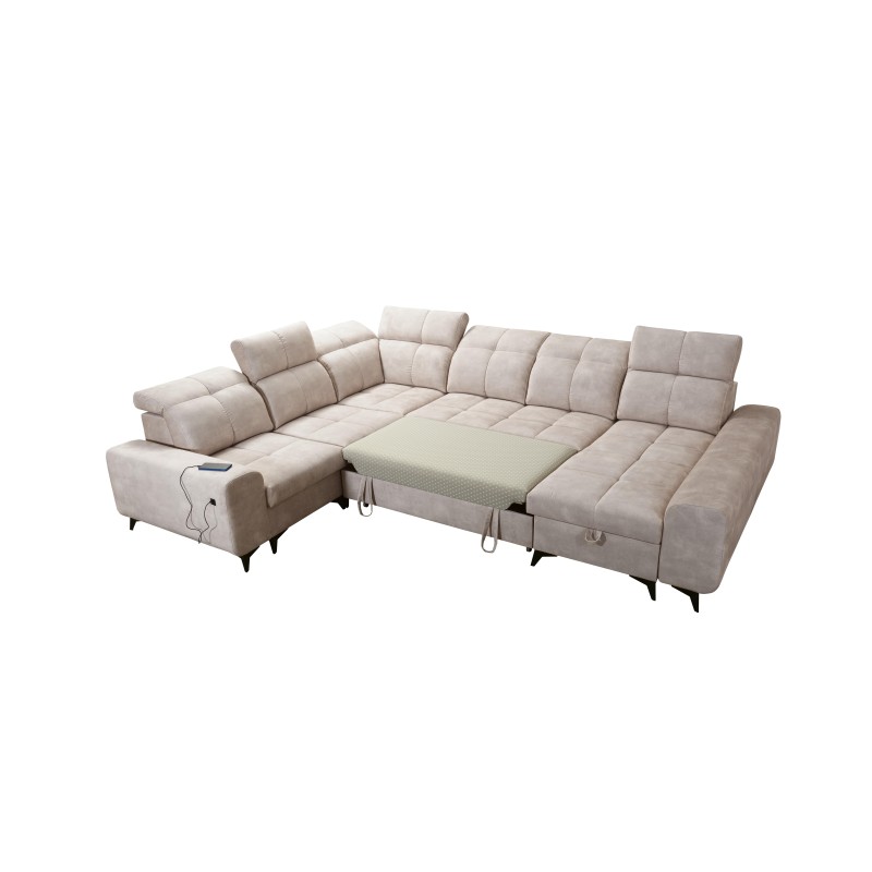 U-shaped corner sofa Ascot VIII with a sleeping function | Velvet fabric, Wave 5 U-shaped corner sofa Ascot VIII with a sleeping function | Velvet fabric, Wave 5