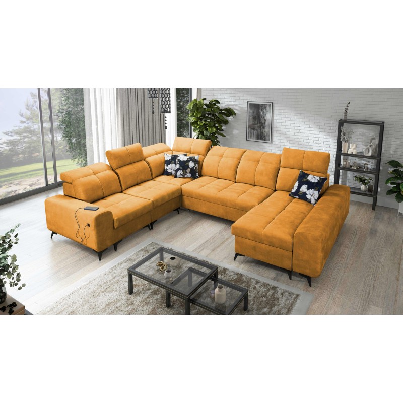 U-shaped corner sofa Ascot VIII with a sleeping function | Velvet fabric, Wave 5 U-shaped corner sofa Ascot VIII with a sleeping function | Velvet fabric, Wave 5