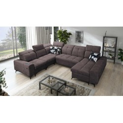 U-shaped Ascot VIII corner sofa with sleeping function | Velvet Fabric, Wave 10