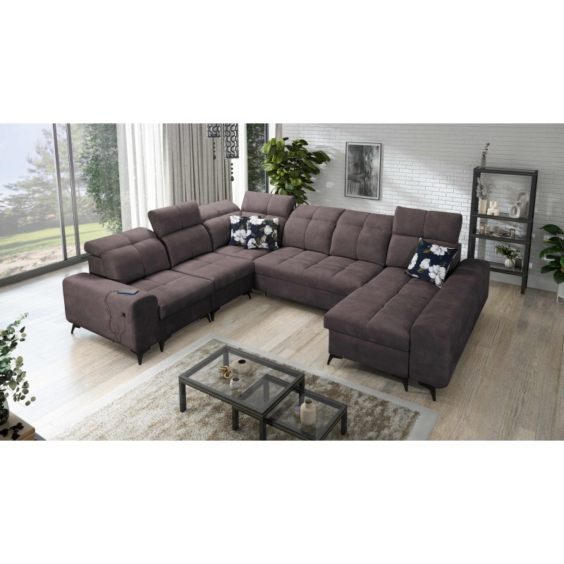 U-shaped Ascot VIII corner sofa with sleeping function | Velvet Fabric, Wave 10 U-shaped Ascot VIII corner sofa with sleeping function | Velvet Fabric, Wave 10