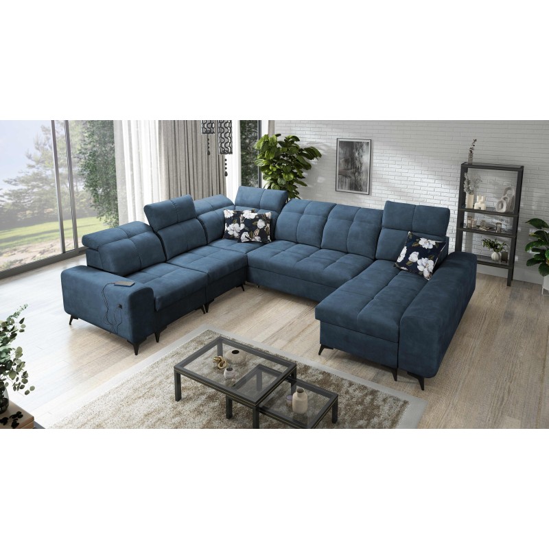 U-shaped corner sofa Ascot VIII with sleeping function | Velvet fabric, Wave 14 U-shaped corner sofa Ascot VIII with sleeping function | Velvet fabric, Wave 14