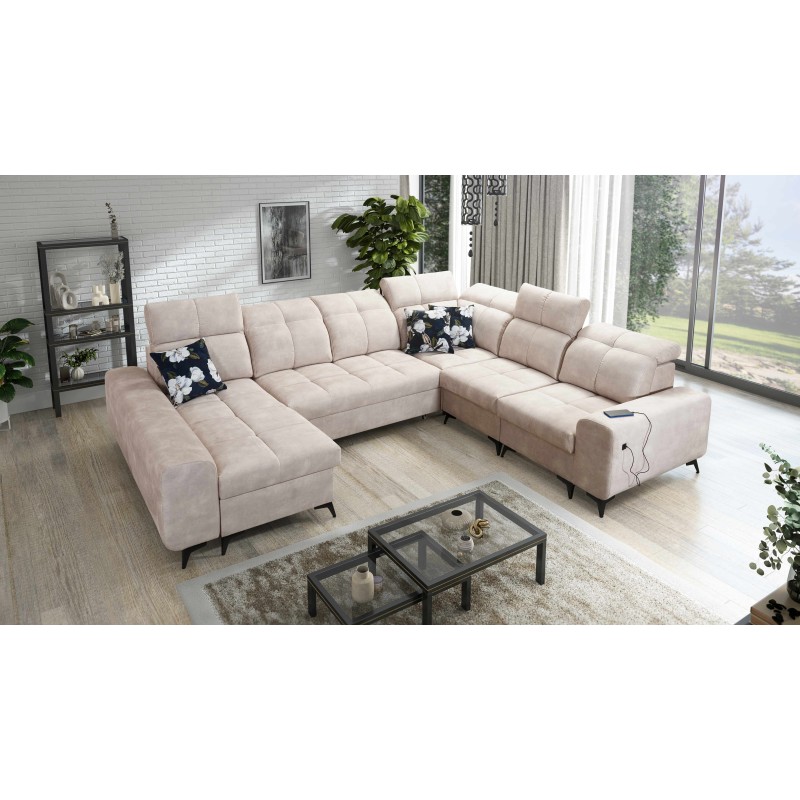 U-shaped corner sofa Ascot VIII with a sleeping function | Velvet fabric, Wave 2 U-shaped corner sofa Ascot VIII with a sleeping function | Velvet fabric, Wave 2