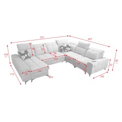 U-shaped corner sofa Ascot VIII with a sleeping function | Velvet fabric, Wave 2 U-shaped corner sofa Ascot VIII with a sleeping function | Velvet fabric, Wave 2