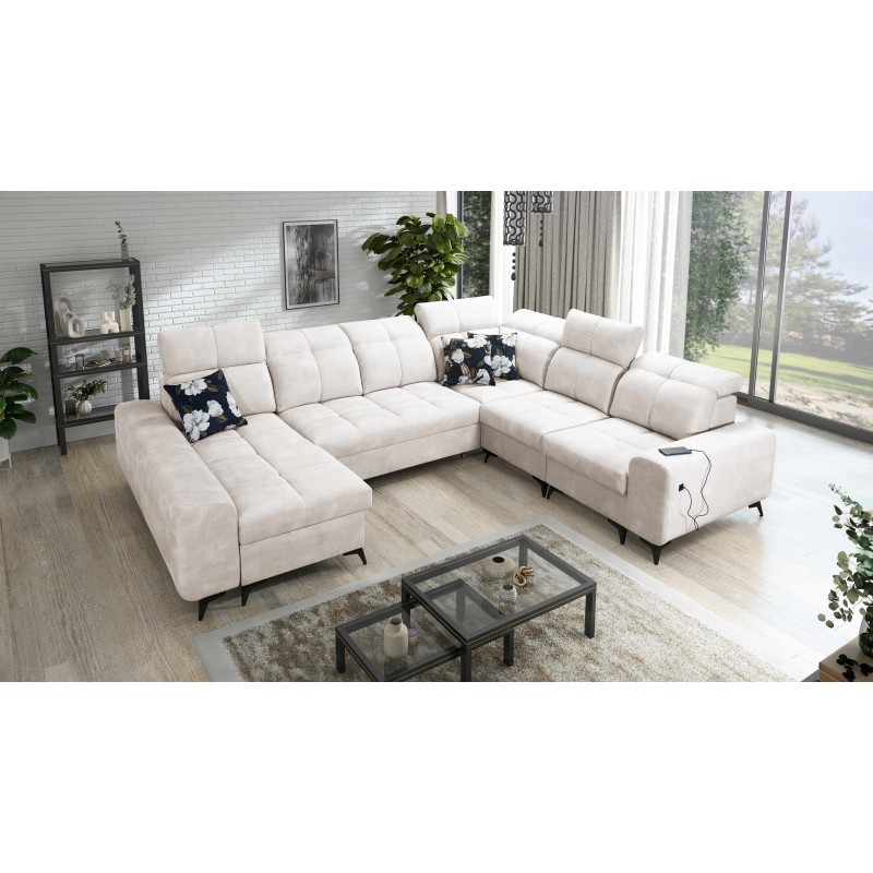U-shaped corner sofa Ascot VIII with sleeping function | Velvet fabric, Wave 1 U-shaped corner sofa Ascot VIII with sleeping function | Velvet fabric, Wave 1