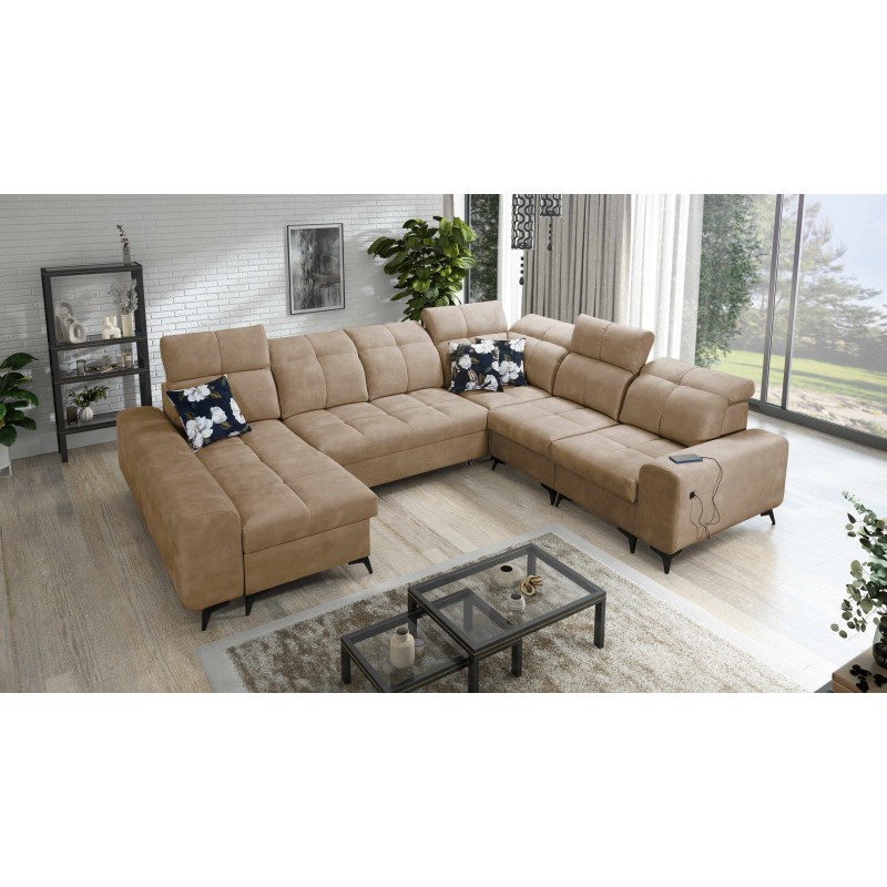 U-shaped corner sofa Ascot VIII with a sleeping function | Velvet fabric, Wave 4 U-shaped corner sofa Ascot VIII with a sleeping function | Velvet fabric, Wave 4