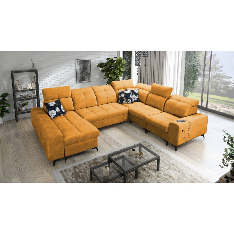 U-shaped corner sofa Ascot VIII with a sleeping function | Velvet fabric, Wave 5 U-shaped corner sofa Ascot VIII with a sleeping function | Velvet fabric, Wave 5