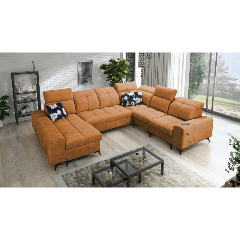 U-shaped Ascot VIII Corner Sofa with Sleeping Function | Velvet Fabric, Wave 6 U-shaped Ascot VIII Corner Sofa with Sleeping Function | Velvet Fabric, Wave 6