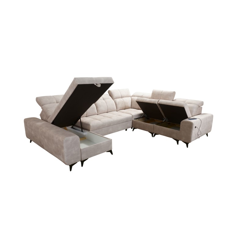 U-shaped Ascot VIII corner sofa with sleeping function | Velvet Fabric, Wave 10 U-shaped Ascot VIII corner sofa with sleeping function | Velvet Fabric, Wave 10