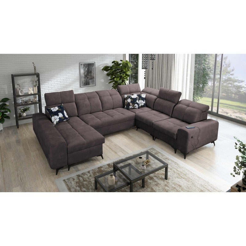 U-shaped Ascot VIII corner sofa with sleeping function | Velvet Fabric, Wave 10 U-shaped Ascot VIII corner sofa with sleeping function | Velvet Fabric, Wave 10