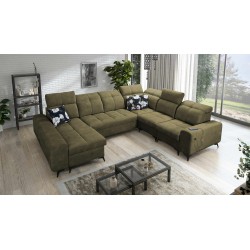 Ascot VIII U-Shaped Sofa with Sleeping Function | Velvet Fabric, Wave 11