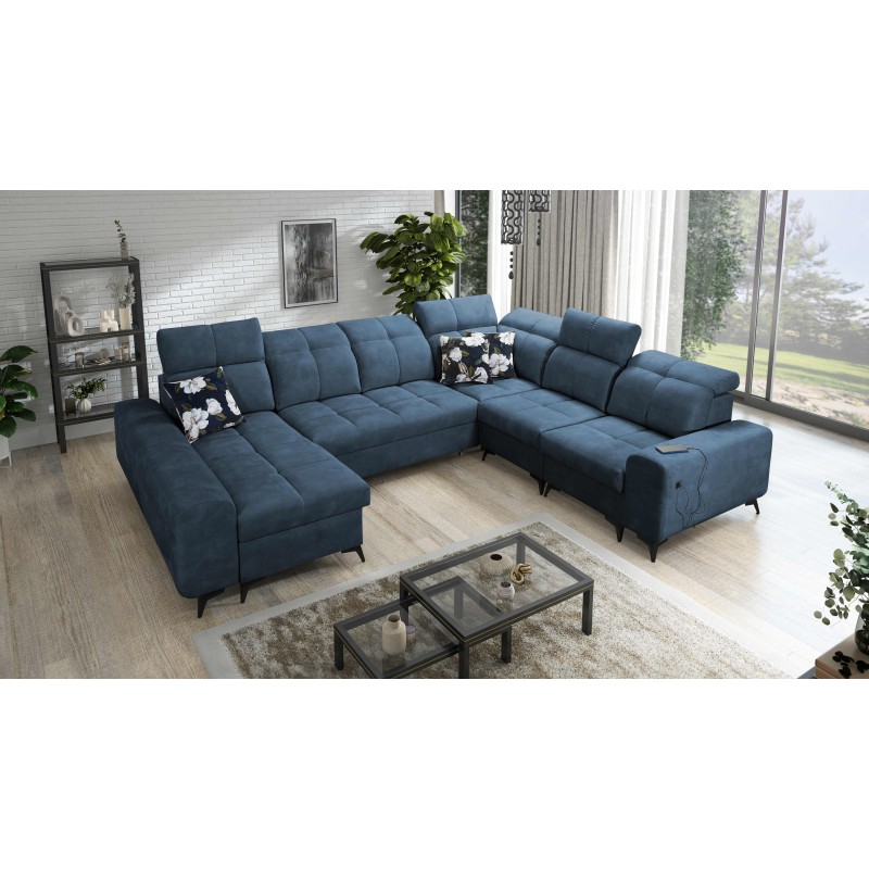U-shaped corner sofa Ascot VIII with sleeping function | Velvet fabric, Wave 14 U-shaped corner sofa Ascot VIII with sleeping function | Velvet fabric, Wave 14