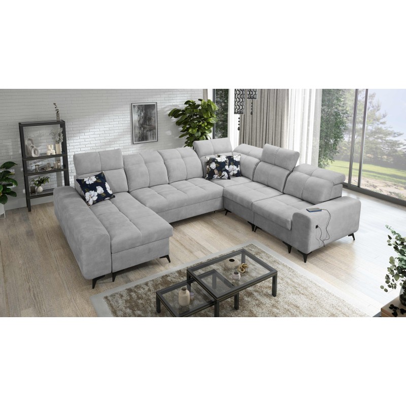 Ascot VIII U-shaped sectional sofa with sleeping function | Velvet Fabric, Wave 15 Ascot VIII U-shaped sectional sofa with sleeping function | Velvet Fabric, Wave 15