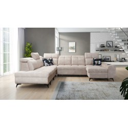 Functional U-shaped corner sofa Ascot X with Velour fabric, Wave 2 | Furniture store