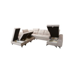 Narożnik w kształcie U Ascot X z funkcją spania, portem usb i regulowane zagłówki tkanina Wave 4 Narożnik w kształcie U Ascot X z funkcją spania, portem usb i regulowane zagłówki tkanina Wave 4