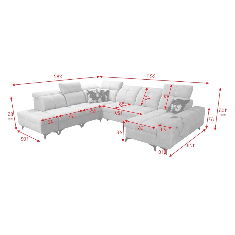 Functional U-shaped corner sofa Ascot X with Velvet fabric, Wave 15 | Furniture store Functional U-shaped corner sofa Ascot X with Velvet fabric, Wave 15 | Furniture store