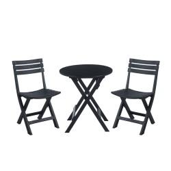 Set of folding table + 2 chairs (black)