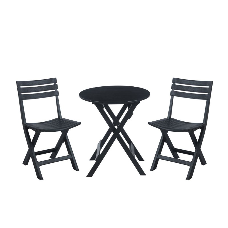 Set of folding table + 2 chairs (black) Set of folding table + 2 chairs (black)