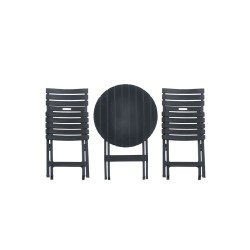 Set of folding table + 2 chairs (black) Set of folding table + 2 chairs (black)