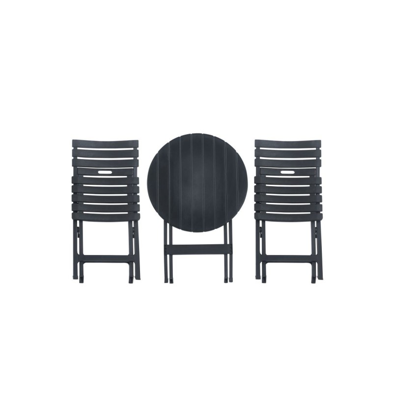 Set of folding table + 2 chairs (black) Set of folding table + 2 chairs (black)