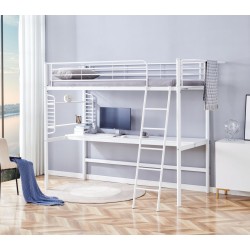 Łóżko piętrowe z biurkiem 90x200 (białe)