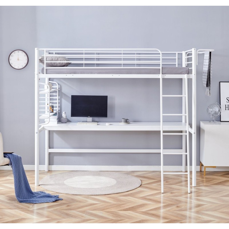 Hochbett mit Schreibtisch 90x200 (weiß) Hochbett mit Schreibtisch 90x200 (weiß)