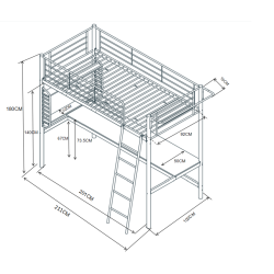 Hochbett mit Schreibtisch 90x200 (weiß) Hochbett mit Schreibtisch 90x200 (weiß)