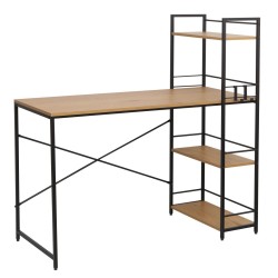 Desk with shelf (natural oak/black frame)