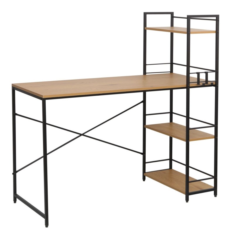 Desk with shelf (natural oak/black frame) Desk with shelf (natural oak/black frame)