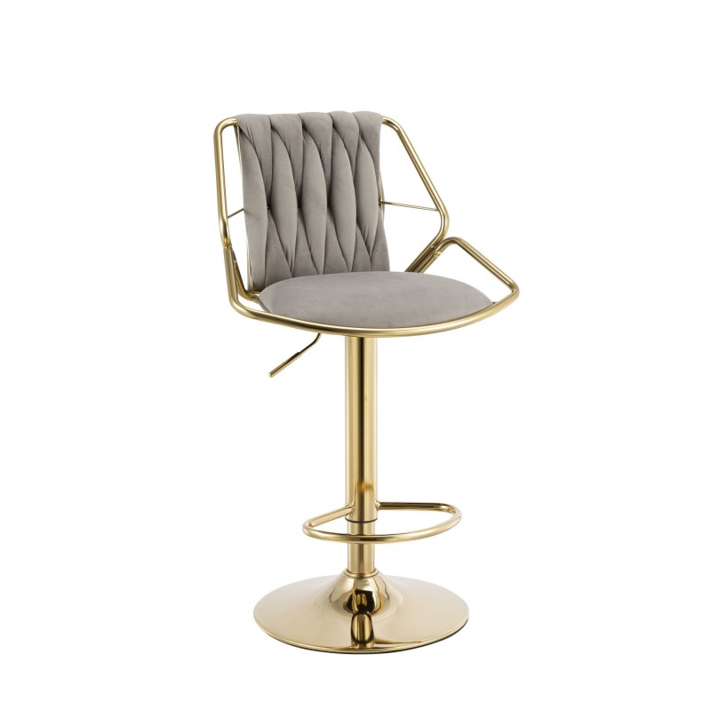 Gray velvet bar stool (gold frame) Gray velvet bar stool (gold frame)