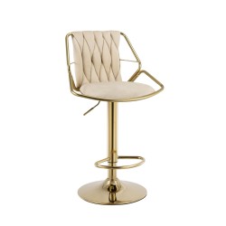 Beige velvet bar stool (gold frame)