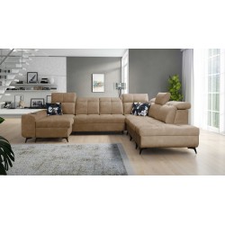 Functional U-shaped corner sofa Ascot X with Velvet fabric, Wave 4 | Furniture store