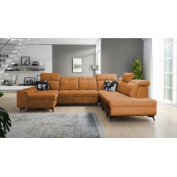 Functional U-shaped corner sofa Ascot X with Velour fabric, Wave 6 | Furniture store
