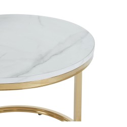 Mesa de centro (mármol blanco/brillo dorado) 70 + 50 Mesa de centro (mármol blanco/brillo dorado) 70 + 50