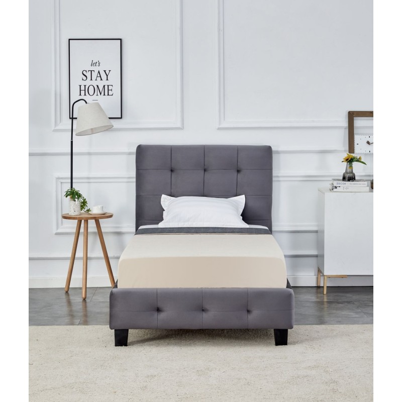 Cama tapizada 90x200 (gris) Cama tapizada 90x200 (gris)
