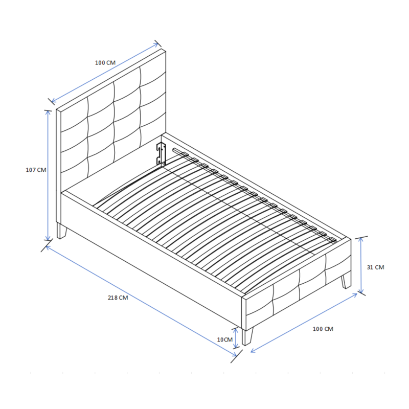 Polsterbett 90x200 (grau) Polsterbett 90x200 (grau)