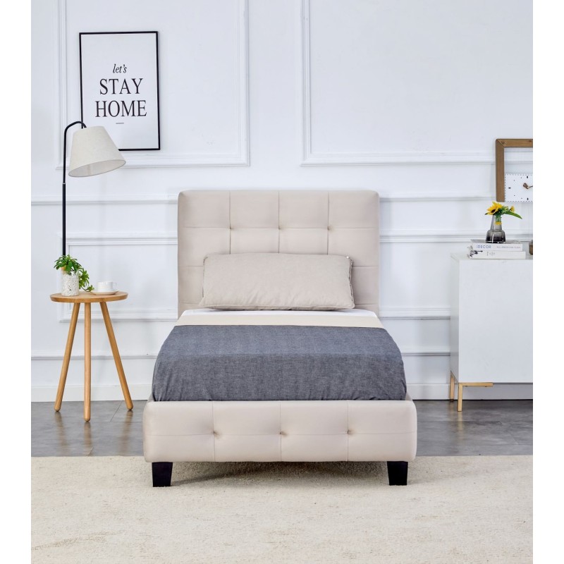 Cama tapizada 90x200 (beige) Cama tapizada 90x200 (beige)