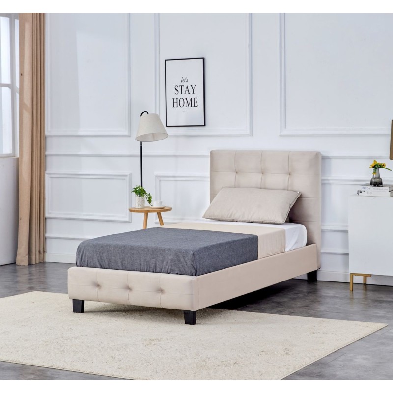 Cama tapizada 90x200 (beige) Cama tapizada 90x200 (beige)