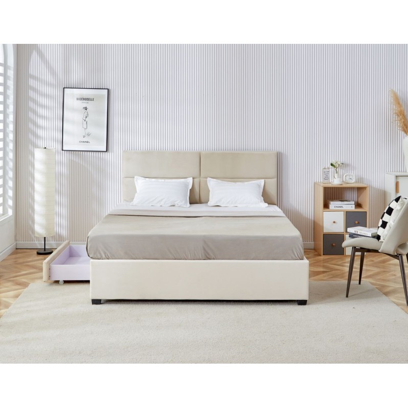 Cama tapizada 160x200 (beige) Cama tapizada 160x200 (beige)